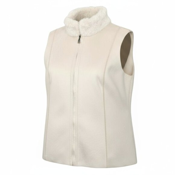Coldwater Creek Women's Size 2X Cream Swirl Fully Reversible Faux Suede Vest - Picture 2 of 9